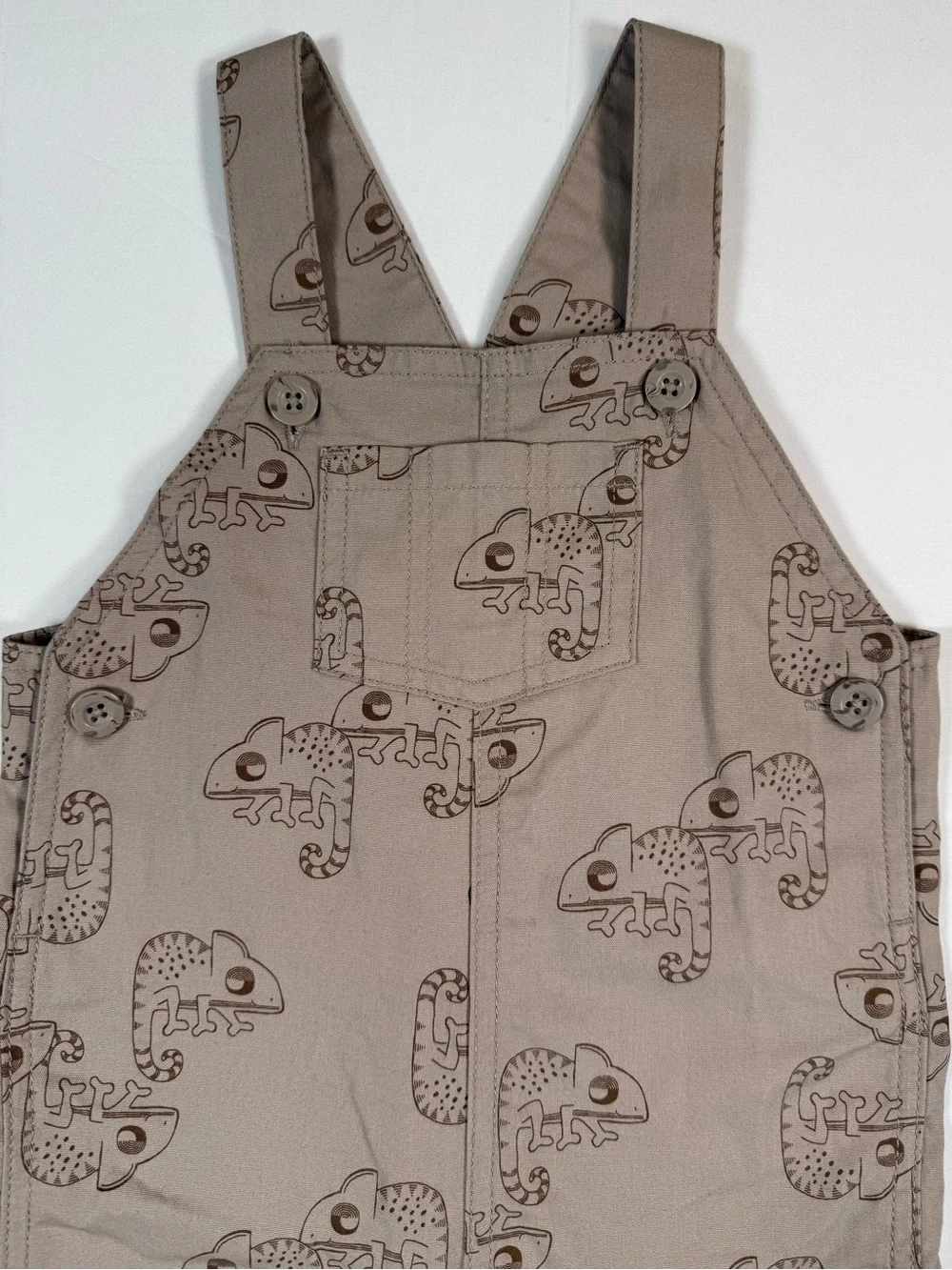CARTER’S Boys Chameleon Shortalls Romper 24m Safari Animal Overalls Zoo Explorer